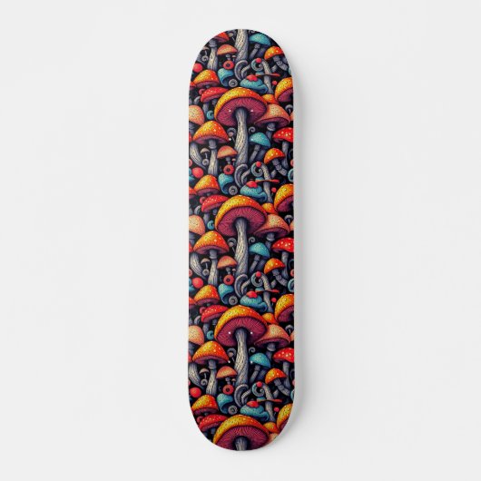 Whimsical Mushroom Retro Skateboard (Voorkant)