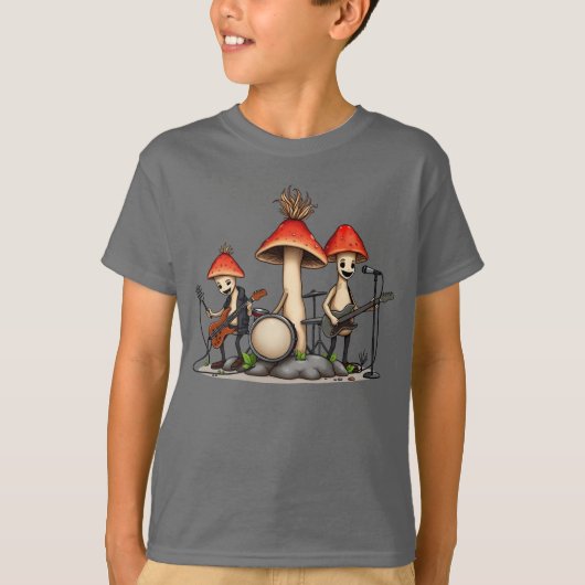 Whimsical Mushroom Rock Band Cottagecore Music Nat T-shirt (Voorkant)