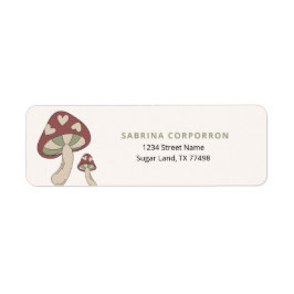Whimsical Mushroom Sage Green Etiket