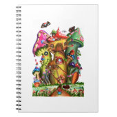 Whimsical Mushroom Village Fantasy Kunstwerk Notitieboek (Voorkant)