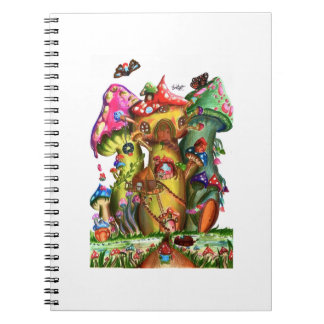 Whimsical Mushroom Village Fantasy Kunstwerk Notitieboek