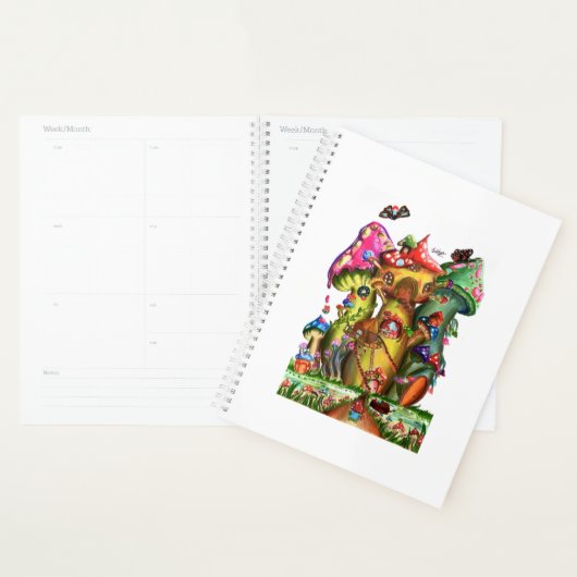 Whimsical Mushroom Village Fantasy Kunstwerk Planner (Display)