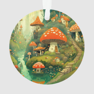 Whimsical Mushroom Village Ornament van Quindolyn