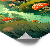 Whimsical Mushroom Village Poster (Hoek)