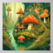 Whimsical Mushroom Village Poster (Voorkant)
