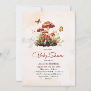 Whimsical Mushroom Waterverf Baby shower Kaart
