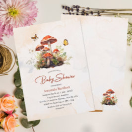 Whimsical Mushroom Waterverf Baby shower Kaart