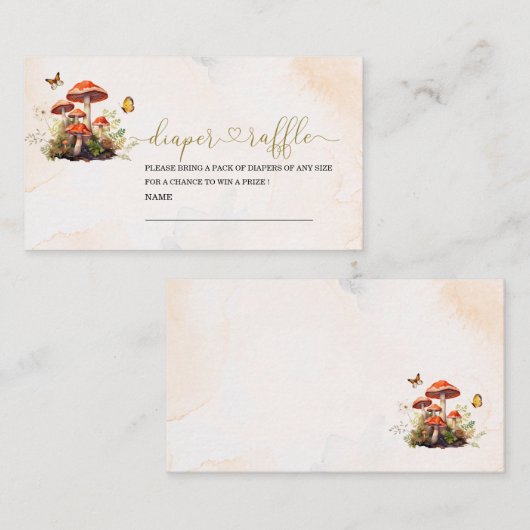 Whimsical Mushroom Waterverf baby shower luier r Informatiekaartje (Voorkant / Achterkant)