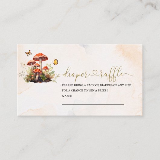 Whimsical Mushroom Waterverf baby shower luier r Informatiekaartje (Voorkant)
