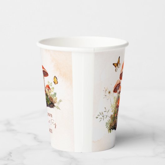 Whimsical Mushroom Waterverf baby shower Papieren Bekers (Rechts)