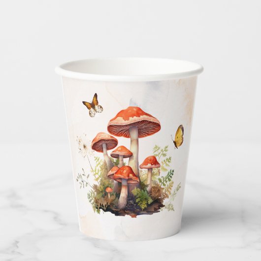 Whimsical Mushroom Waterverf baby shower Papieren Bekers (Voorkant)