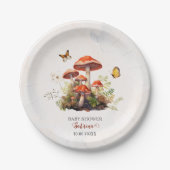 Whimsical Mushroom Waterverf baby shower Papieren Bordje (Voorkant)