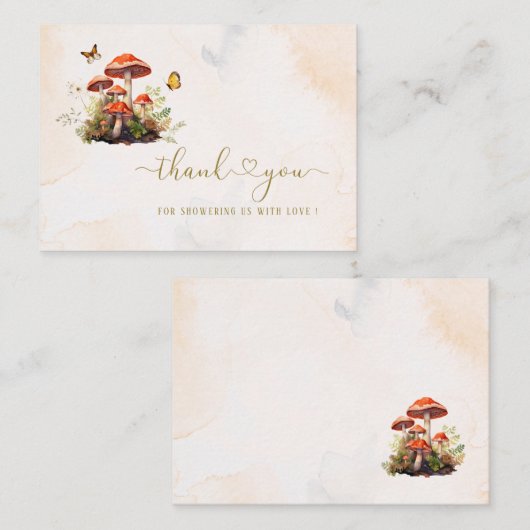 Whimsical Mushroom Waterverf dank u baby showe Notitiekaartje (Voorkant / Achterkant)