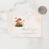 Whimsical Mushroom Waterverf dank u baby showe Notitiekaartje (Voorkant / Achterkant in situ)