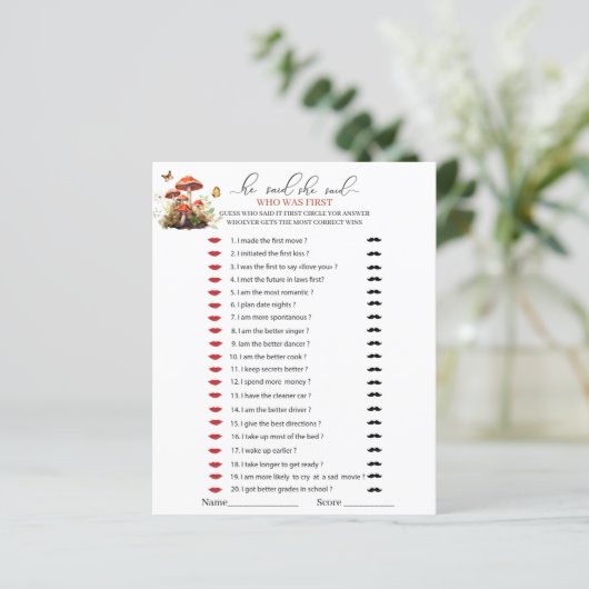 Whimsical Mushroom Waterverf Hij zei dat ze ga (Staand voorkant)