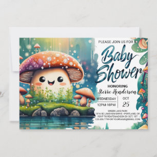 Whimsical Mushroom Wonderland Baby shower Kaart