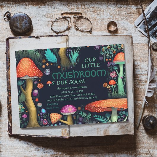 Whimsical Mushroom Woodland Forest Baby shower Kaart