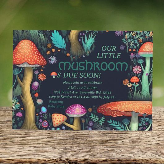 Whimsical Mushroom Woodland Forest Baby shower Kaart