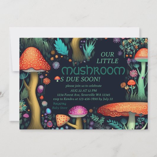 Whimsical Mushroom Woodland Forest Baby shower Kaart (Voorkant)