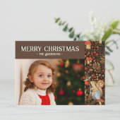 Whimsical Mushroom Woodland Forest Kerstfoto Feestdagenkaart (Staand voorkant)