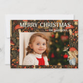 Whimsical Mushroom Woodland Forest Kerstmis Feestdagenkaart (Voorkant)