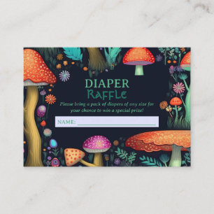 Whimsical Mushroom Woodland Forest Luier Raffle Informatiekaartje