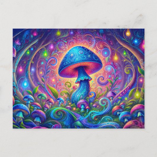 Whimsical Mushroom World Psychedelic Nature Fantas Briefkaart (Voorkant)