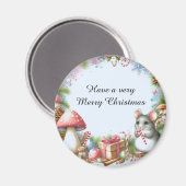 Whimsical Mushrooms and Mouse Christmas Wishes Magneet (Voorkant / Achterkant)