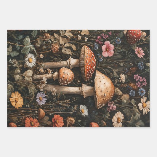 Whimsical Mushrooms en Wildflowers Decoupage Inpakpapier Vel (Voorkant 2)