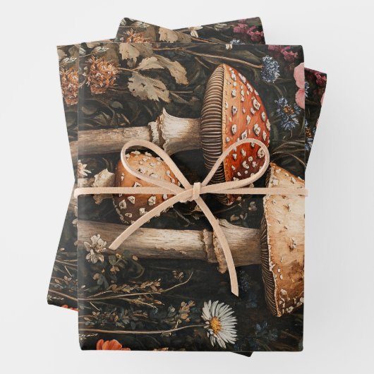 Whimsical Mushrooms en Wildflowers Decoupage Inpakpapier Vel (In situ)