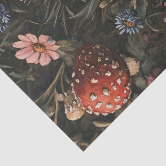 Whimsical Mushrooms en Wildflowers Decoupage Tissuepapier (Detail)