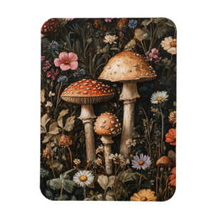 Whimsical Mushrooms en Wildflowers Flexibel Magneet