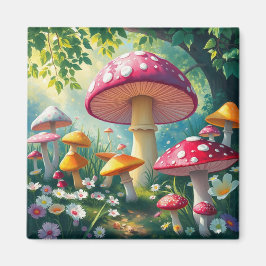 Whimsical Mushrooms Enchanted Forest Magneet