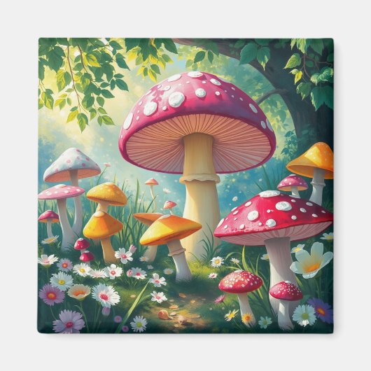 Whimsical Mushrooms Enchanted Forest Magneet (Voorkant)
