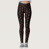 Whimsical Mushrooms Red And Black Pattern Leggings (Voorkant)