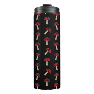 Whimsical Mushrooms Red And Black Pattern Thermosbeker