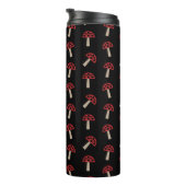 Whimsical Mushrooms Red And Black Pattern Thermosbeker (Geroteerd rechts)