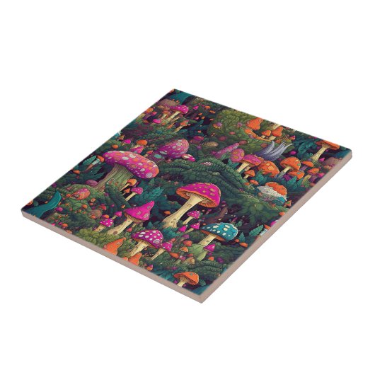 Whimsical Mushrooms Tegel Tegeltje (Zijkant)
