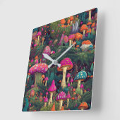 Whimsical Mushrooms Wandklok (Hoek)