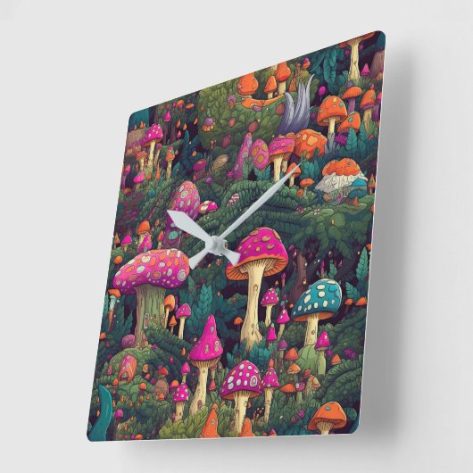 Whimsical Mushrooms Wandklok (Hoek)