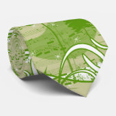 Whimsical Musical Notes Green Tree Swirl Stropdas (Opgerold)