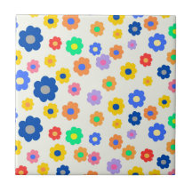 Whimsical Mustard & Black Floral Retro vrolijk