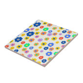 Whimsical Mustard & Black Floral Retro vrolijk Tegeltje (Zijkant)