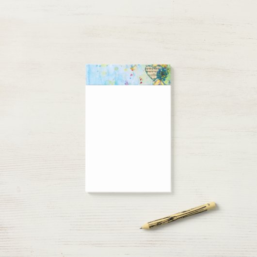 Whimsical Muzikale Geschilderde Hart Header Post-it® Notes (Op bureau)