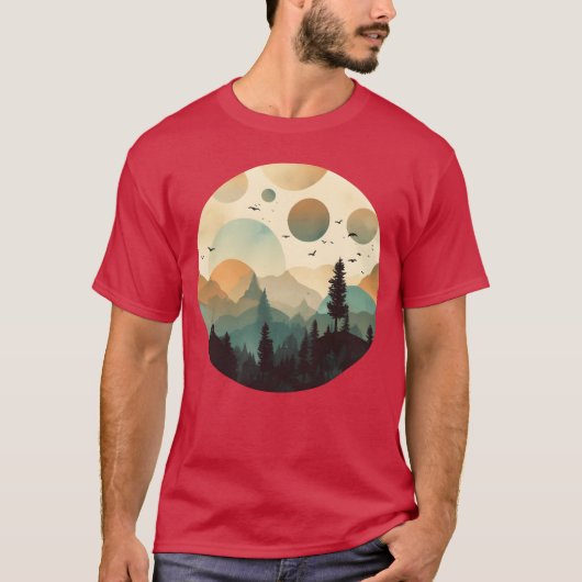 Whimsical Mystery Forest Camping Layered Foggy fri T-shirt (Voorkant)