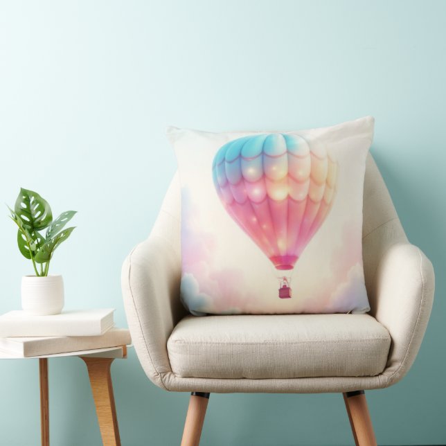 Whimsical Mystical Flying Air Balloon Light Colors Kussen (Stoel)
