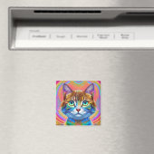 Whimsical mystieke kleurrijke kat magneet (Insitu (Vaatwasser))