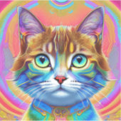 Whimsical mystieke kleurrijke kat sticker (Voorkant)