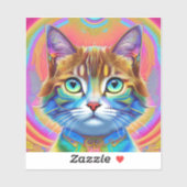 Whimsical mystieke kleurrijke kat sticker (Vel)