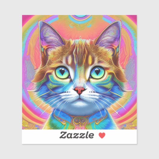 Whimsical mystieke kleurrijke kat sticker (Vel)